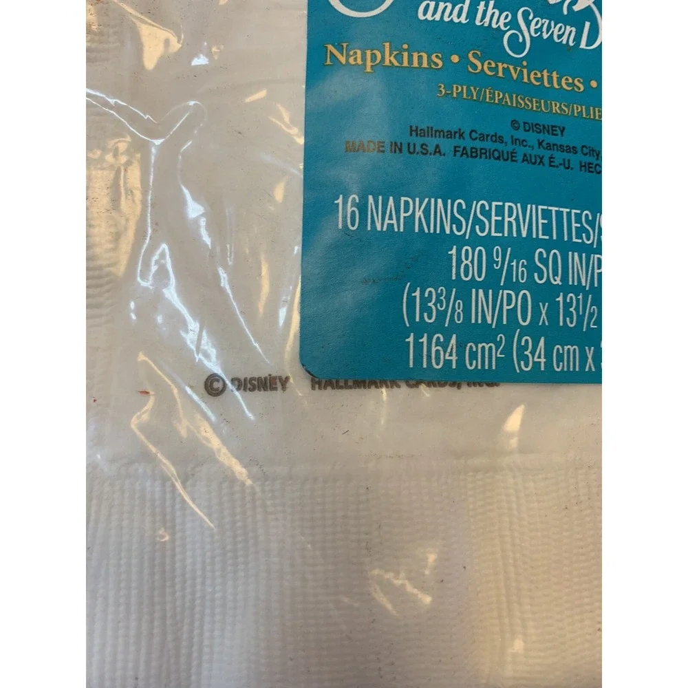 Vtg Disney Snow White & The Seven Dwarfs Party Napkins 4 Packs Made USA NEW NOS